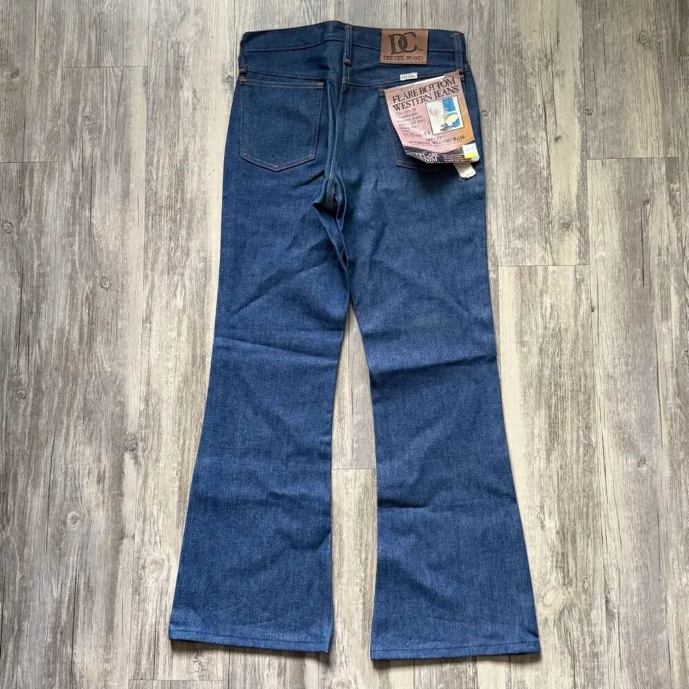 Vintage 1970s Dee Cee Brand Flared Bell Bottom Denim Western Jeans Size 31x30.25